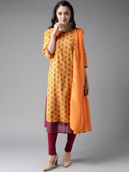 floral print kurta churidaar set - 17190929 - Very Small Image - 1