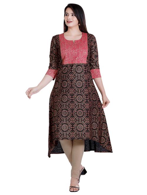 foil print high-low kurta - 17191077 - Very Small Image - 1