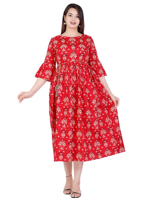floral print flared ethnic dress - 17191081 - Very Small Image - 1