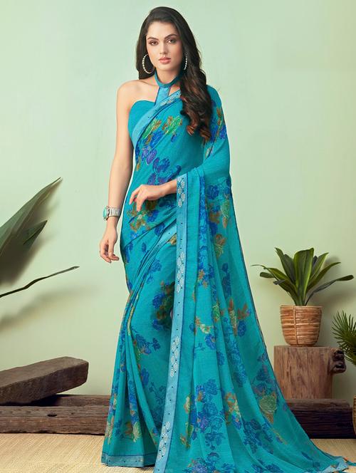 floral printed saree - 17191313 - Very Small Image - 1