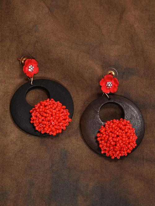 red wood drop earring - 17191388 - Very Small Image - 1