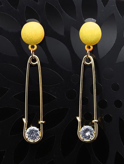yellow metal drop earring - 17191420 - Very Small Image - 1