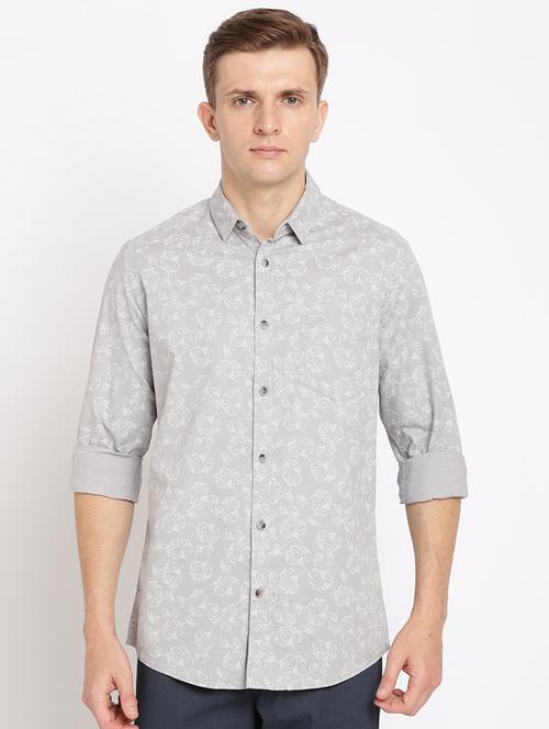 grey floral print casual shirt - 17191884 - Very Small Image - 1
