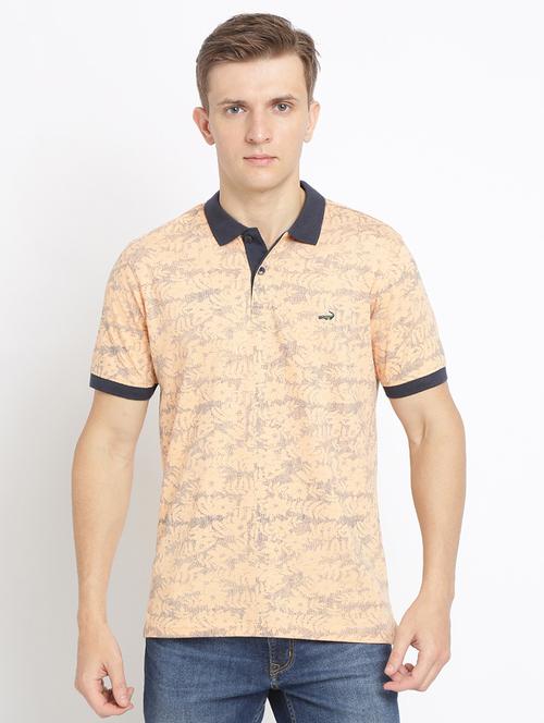 orange self design polo t-shirt - 17191908 - Very Small Image - 1