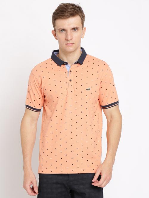 orange printed collared t-shirt - 17191913 - Very Small Image - 1
