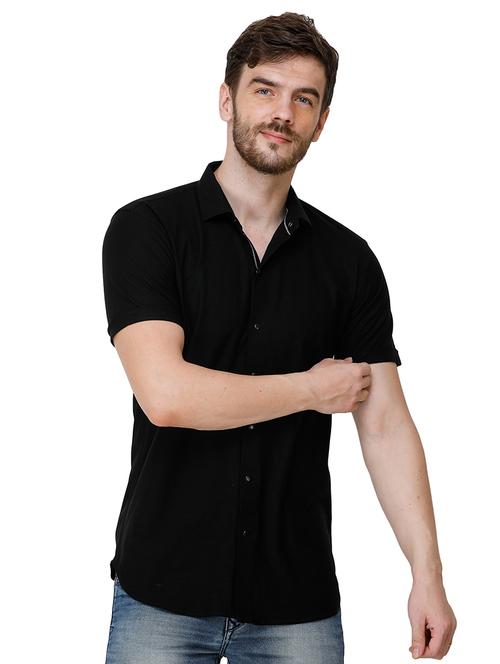 black solid casual shirt - 17192095 - Very Small Image - 1