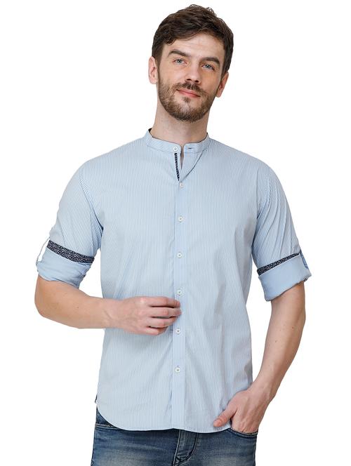 light blue striped casual shirt - 17192105 - Very Small Image - 1