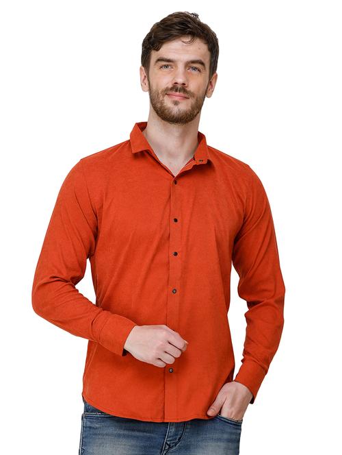 orange solid casual shirt - 17192111 - Very Small Image - 1