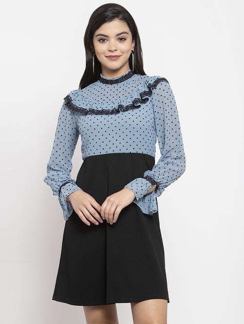 frill detail polka dot a-line dress - 17192157 - Very Small Image - 1