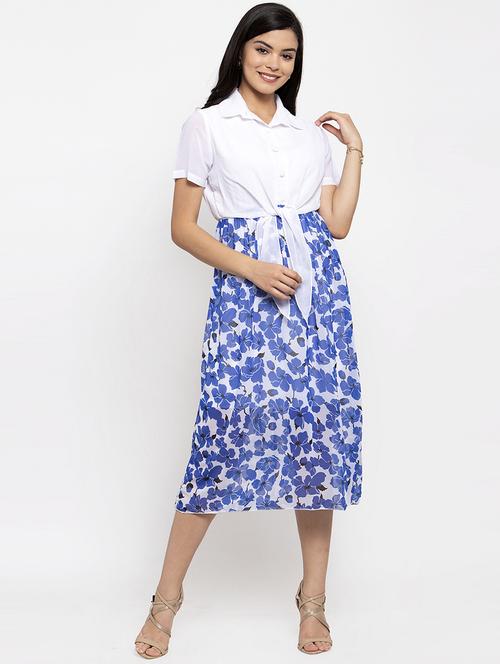 tie front floral a-line dress - 17192163 - Very Small Image - 1