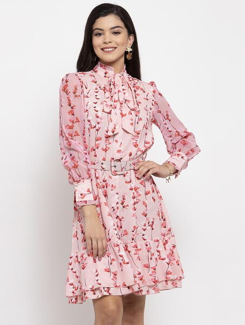 pink polyester aline dress - 17192184 - Very Small Image - 1
