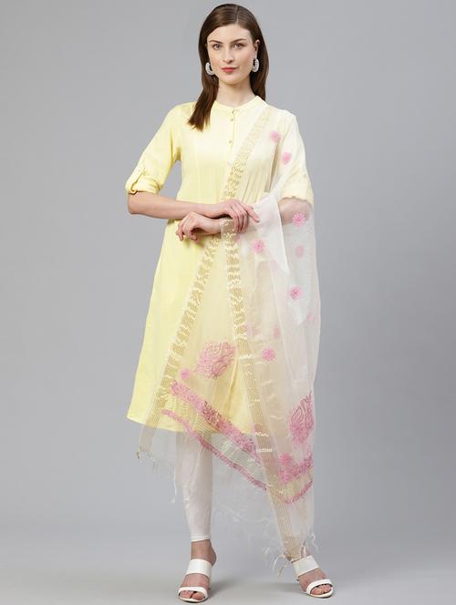ada hand-embroidered white chikankari dupatta - 17192419 - Very Small Image - 1