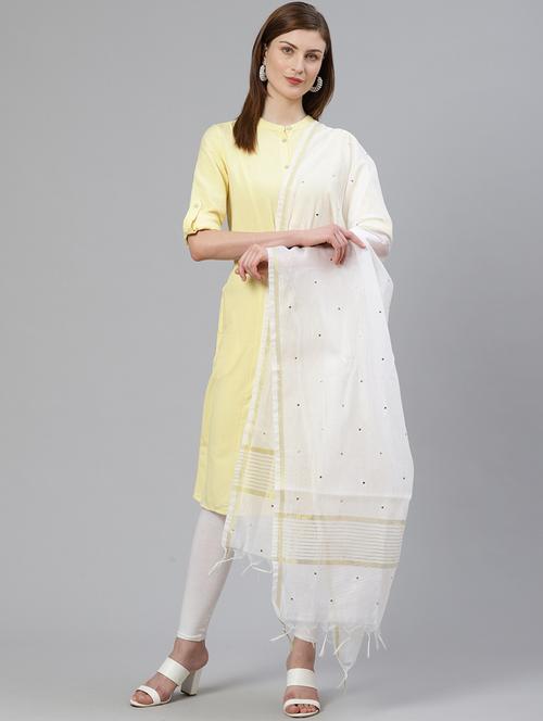 ada hand-embroidered white dupatta with muquish work - 17192431 - Very Small Image - 1