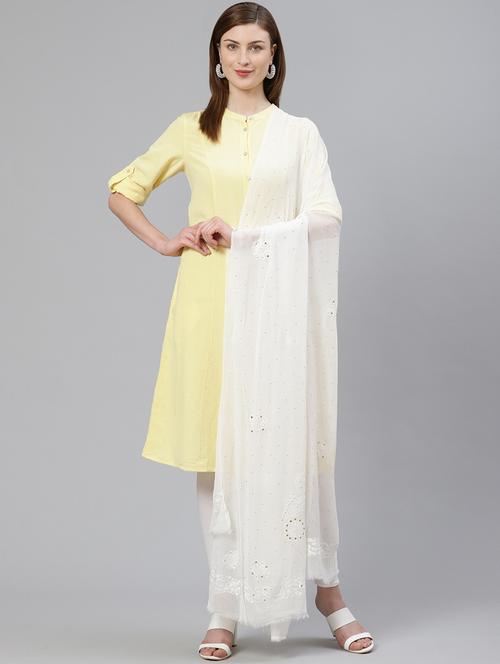 embroidered white chikankari dupatta - 17192433 - Very Small Image - 1