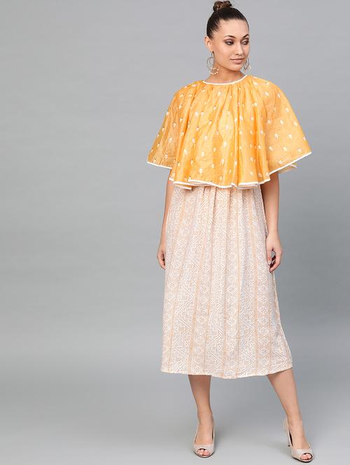 cape a-line ethnic dress - 17192626 - Very Small Image - 1