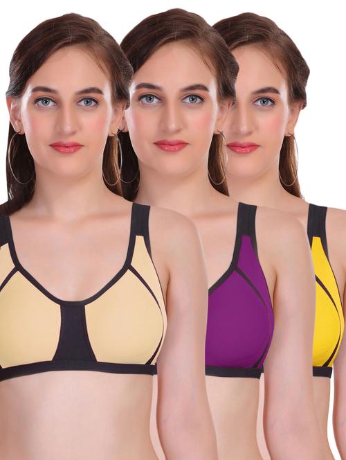 set of 3 color block sports bra - 17192796 - Very Small Image - 1