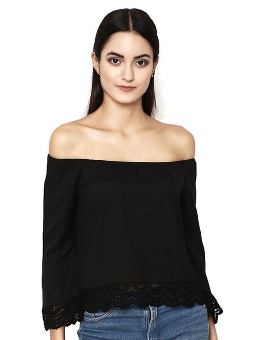 laced hem off shoulder top - 17192804 - Very Small Image - 1