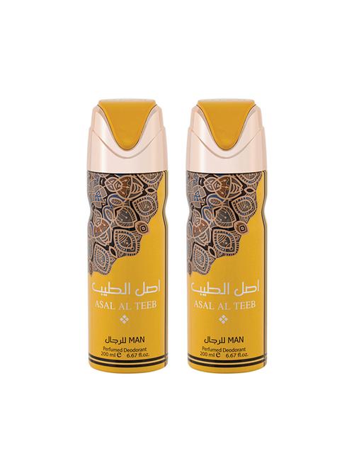 lattafa asal al teeb men perfumed bodyspray 200ml deodorant pack of 2 - 17193254 - Very Small Image - 1