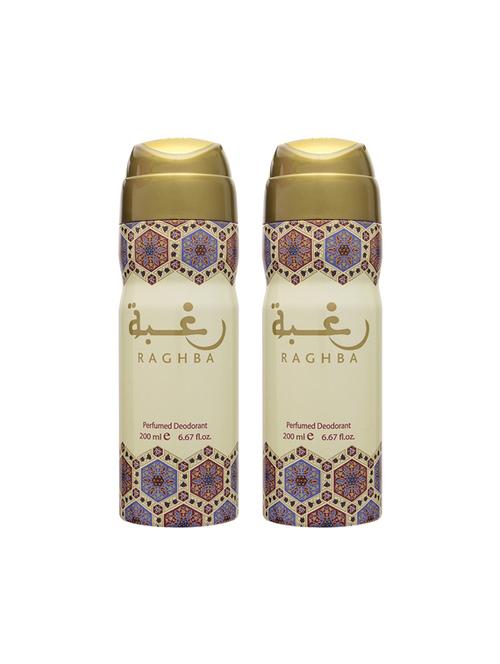 lattafa raghba perfumed bodyspray 200ml deodorant pack of 2 - 17193255 - Very Small Image - 1