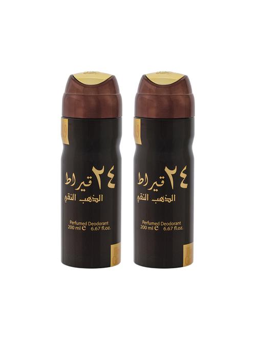 lattafa 24 carat pure gold perfumed bodyspray 200ml deodorant pack of 2 - 17193256 - Very Small Image - 1
