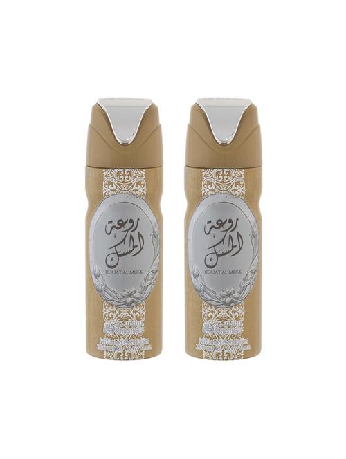 lattafa rouat al musk perfumed bodyspray 200ml deodorant pack of 2 - 17193265 - Very Small Image - 1