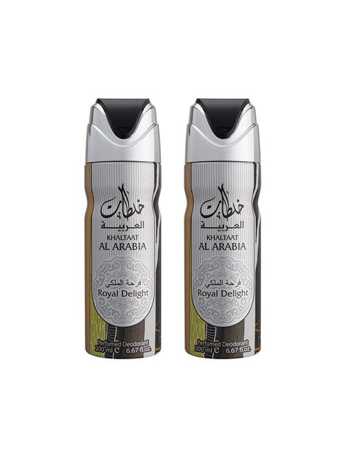 lattafa khaltaat al arabia royal delight perfumed bodyspray 200ml deodorant pack of 2 - 17193269 - Very Small Image - 1