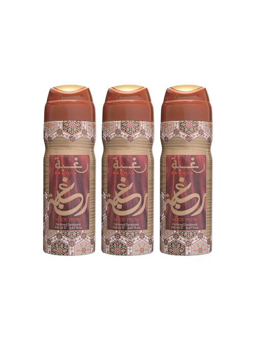 lattafa raghba wood intense perfumed bodyspray 200ml deodorant pack of 3 - 17193276 - Very Small Image - 1