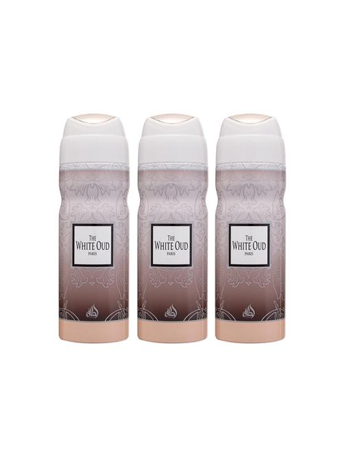 lattafa the white oud perfumed bodyspray 200ml deodorant pack of 3 - 17193284 - Very Small Image - 1