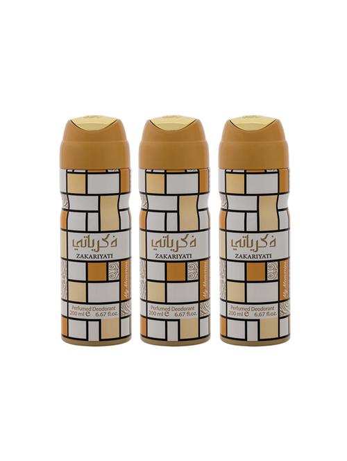 lattafa zakrayati for men perfumed bodyspray 200ml deodorant pack of 3 - 17193296 - Very Small Image - 1