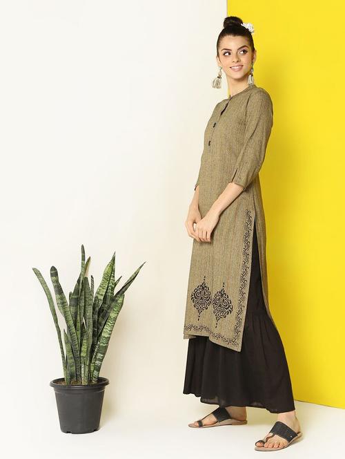 block print straight kurta - 17193626 - Very Small Image - 1