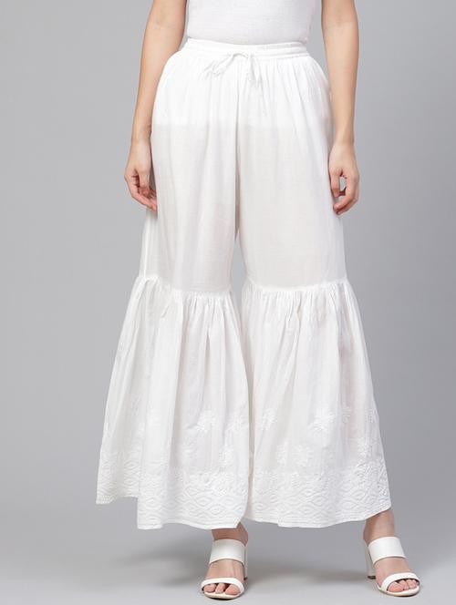 tonal embroidered solid palazzo - 17193931 - Very Small Image - 1