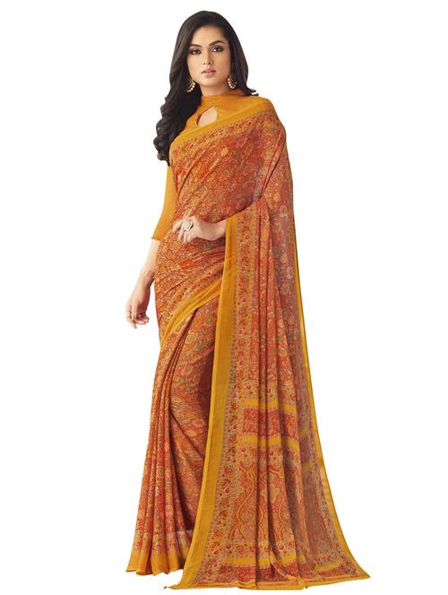 floral printed saree with blouse - 17193943 - Very Small Image - 1