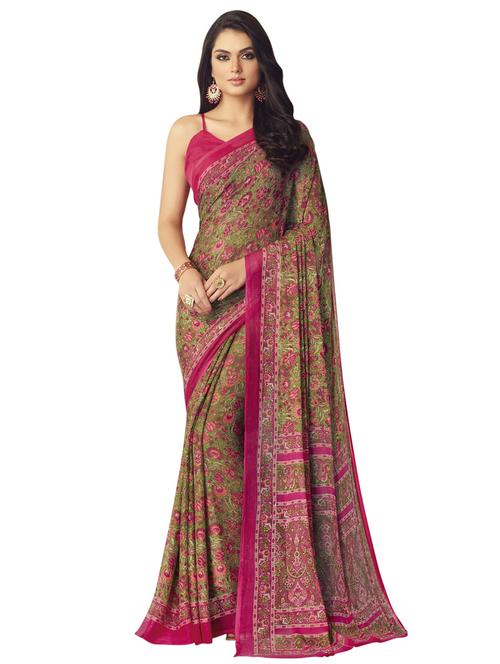 floral printed saree with blouse - 17193946 - Very Small Image - 1