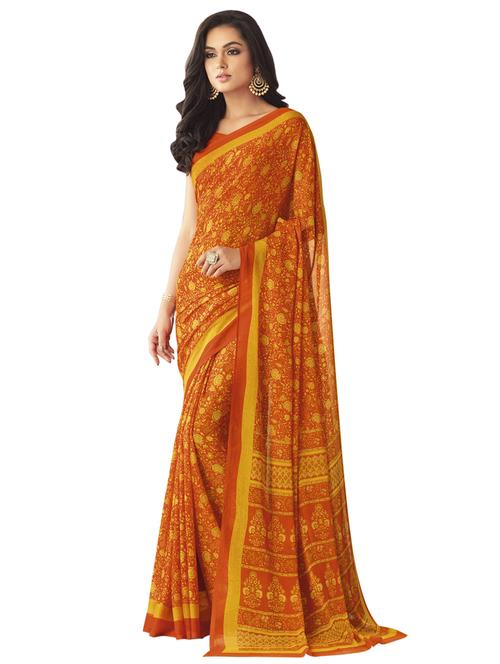 floral printed saree with blouse - 17193948 - Very Small Image - 1