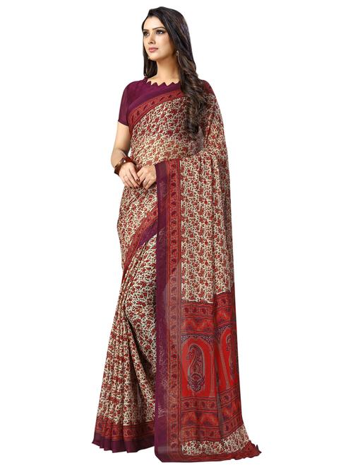 floral printed saree with blouse - 17193965 - Very Small Image - 1
