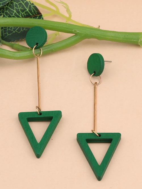 green metal drop earring - 17194433 - Very Small Image - 1