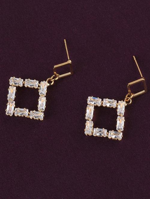 gold metal drop earring - 17194464 - Very Small Image - 1