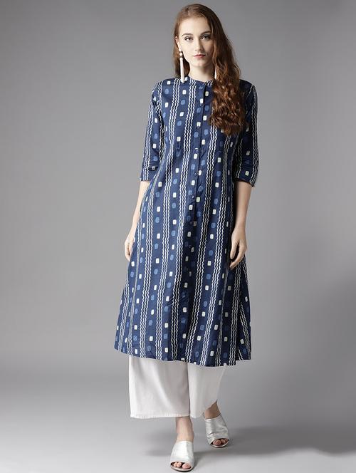 indigo a-line kurta - 17194705 - Very Small Image - 1