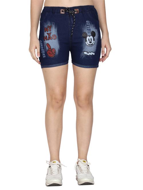 drawstring waist denim shorts - 17194873 - Very Small Image - 1