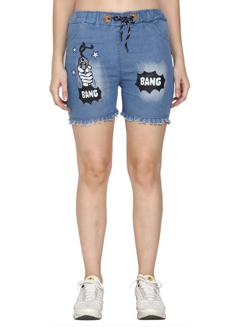 drawstring waist denim shorts - 17194921 - Very Small Image - 1