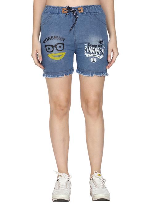 drawstring waist denim shorts - 17194932 - Very Small Image - 1
