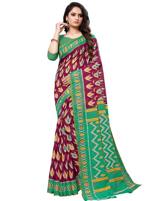 ikat printed saree with blouse - 17195107 - Very Small Image - 1