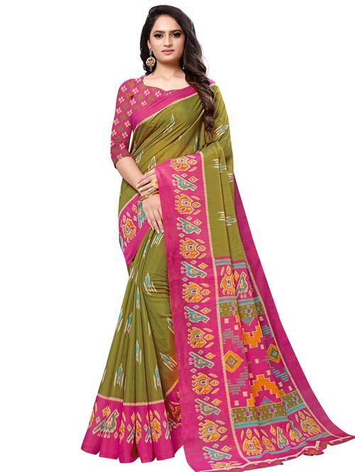 ikat printed saree with blouse - 17195110 - Very Small Image - 1