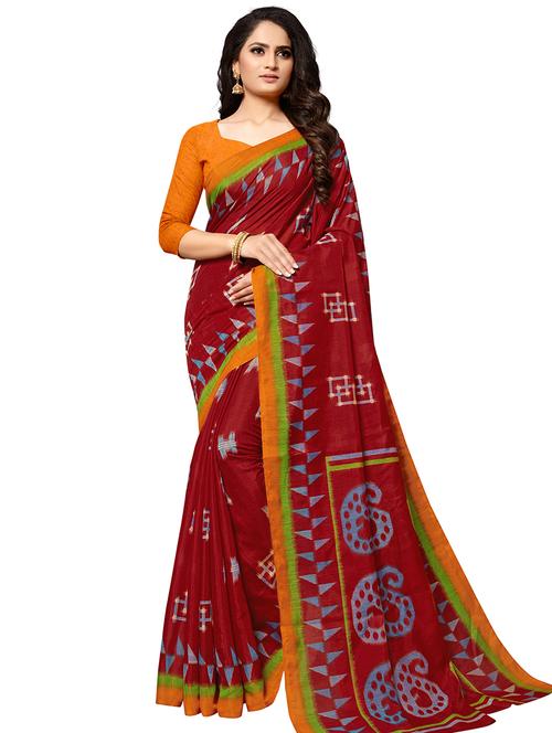 geometric printed saree with blouse - 17195118 - Very Small Image - 1