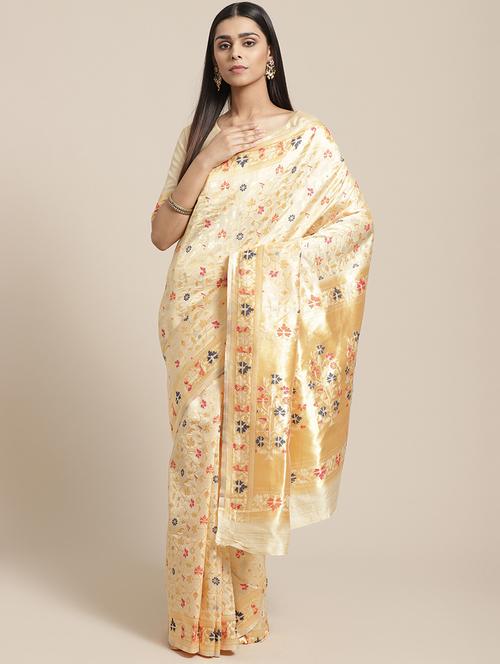 floral banarasi saree with blouse - 17195126 - Very Small Image - 1