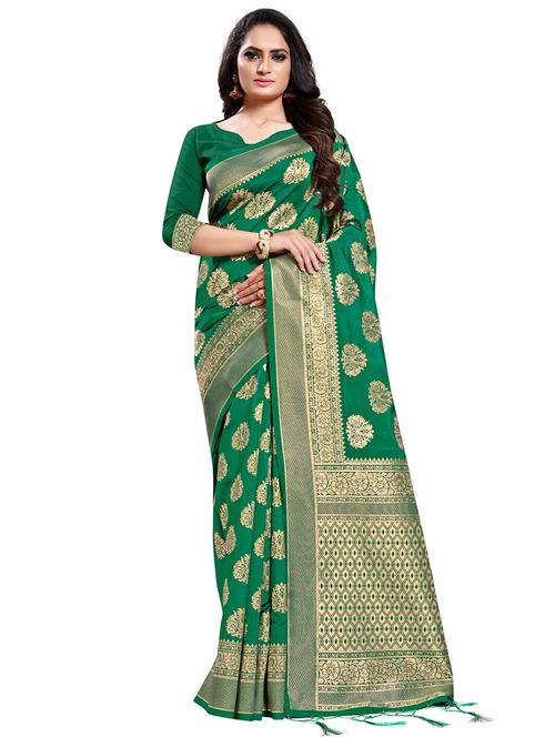 block printed saree with blouse - 17195153 - Very Small Image - 1