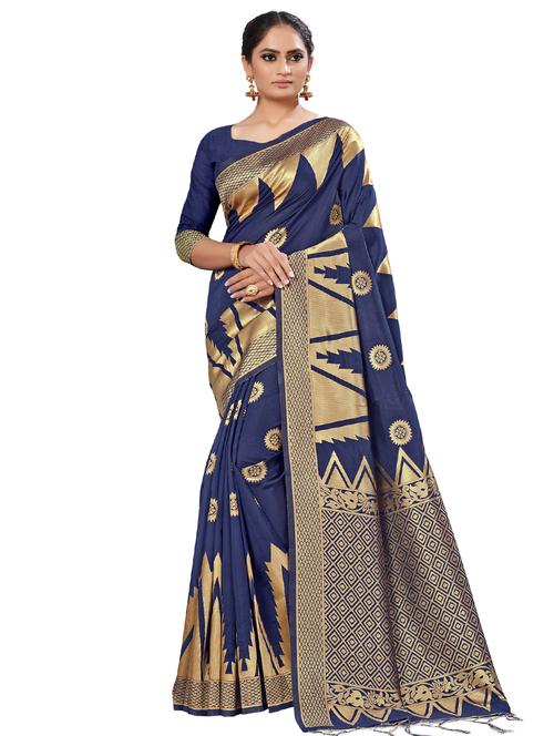 foil printed saree with blouse - 17195156 - Very Small Image - 1