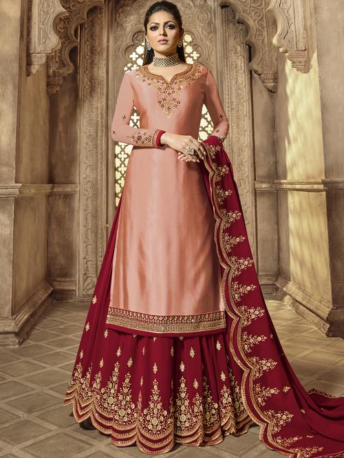 kurta skirt semi-stitched suit - 17195632 - Very Small Image - 1