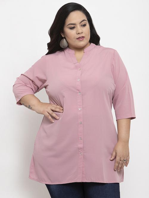 pink polyester plus tunic - 17195868 - Very Small Image - 1