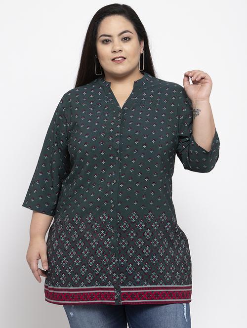 green polyester plus tunic - 17195875 - Very Small Image - 1